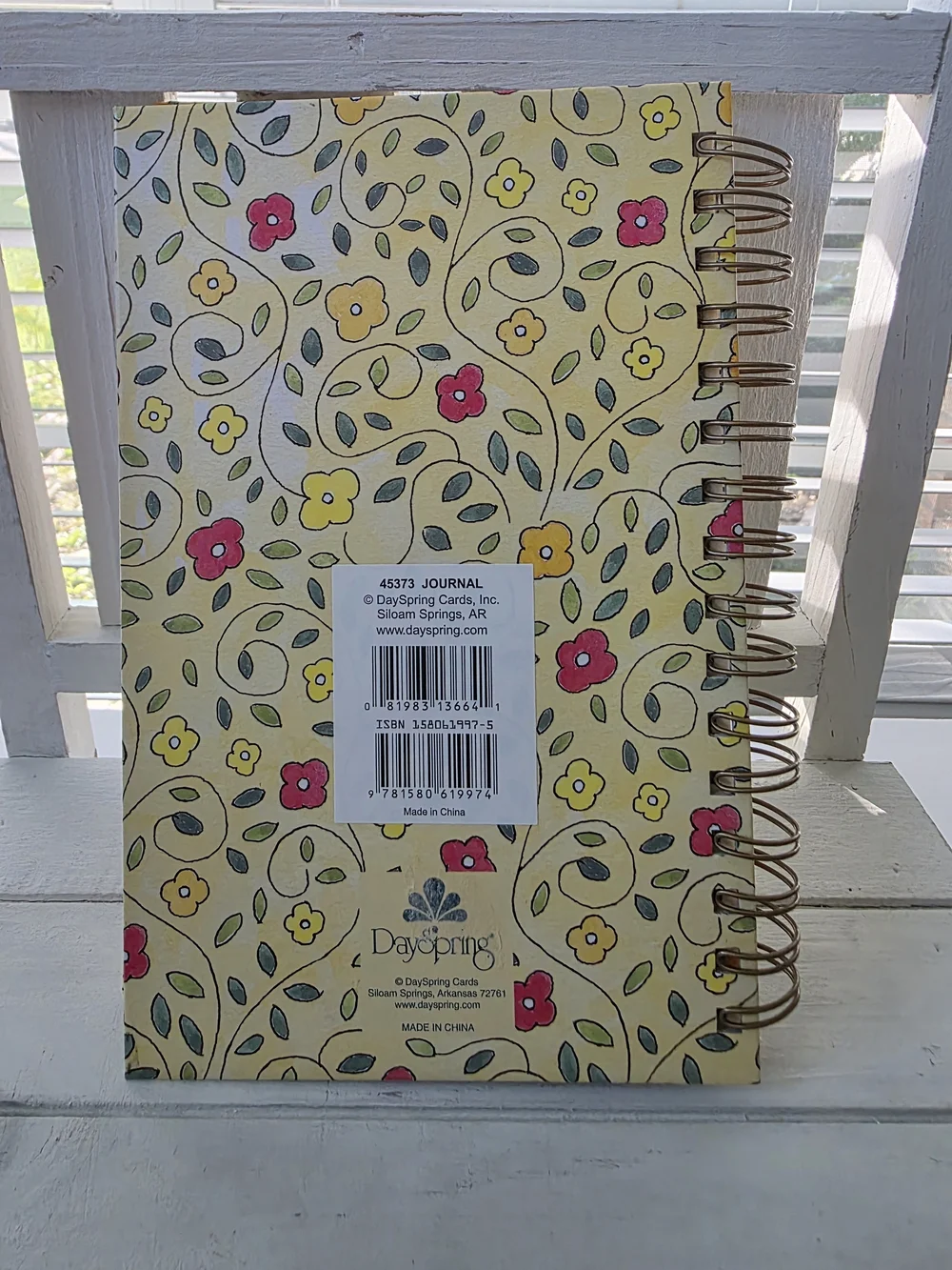 DaySpring Floral Spiral Journal with Butterfly & Ladybug Motifs - Yellow